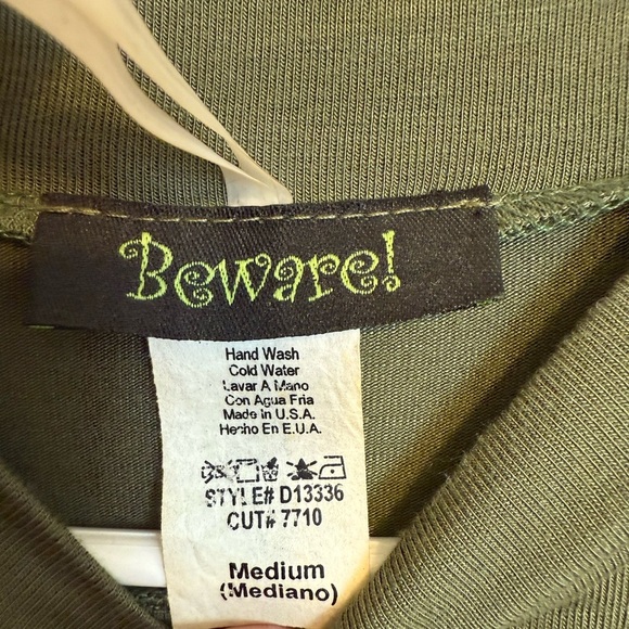 2/$30 Beware! - Olive Green 3/4 Sleeve Swing Dress Crew Neck Size Medium - Picture 5 of 6